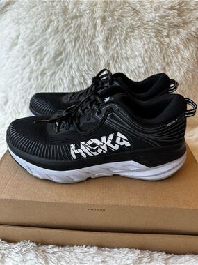 HOKA Black Bondi 7 Women’s Running Shoes Black White Size: 9